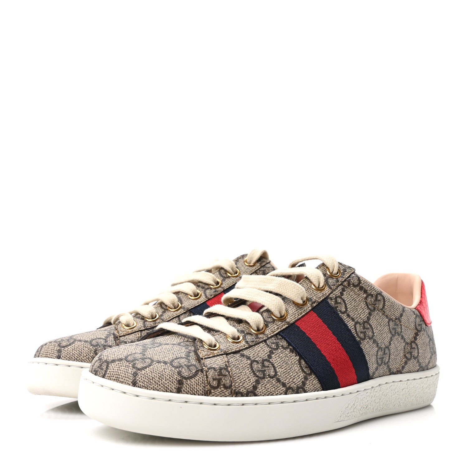 Gucci GG Supreme Monogram Womens Ace Low-Top Sneaker 37 Beige 4 of 10