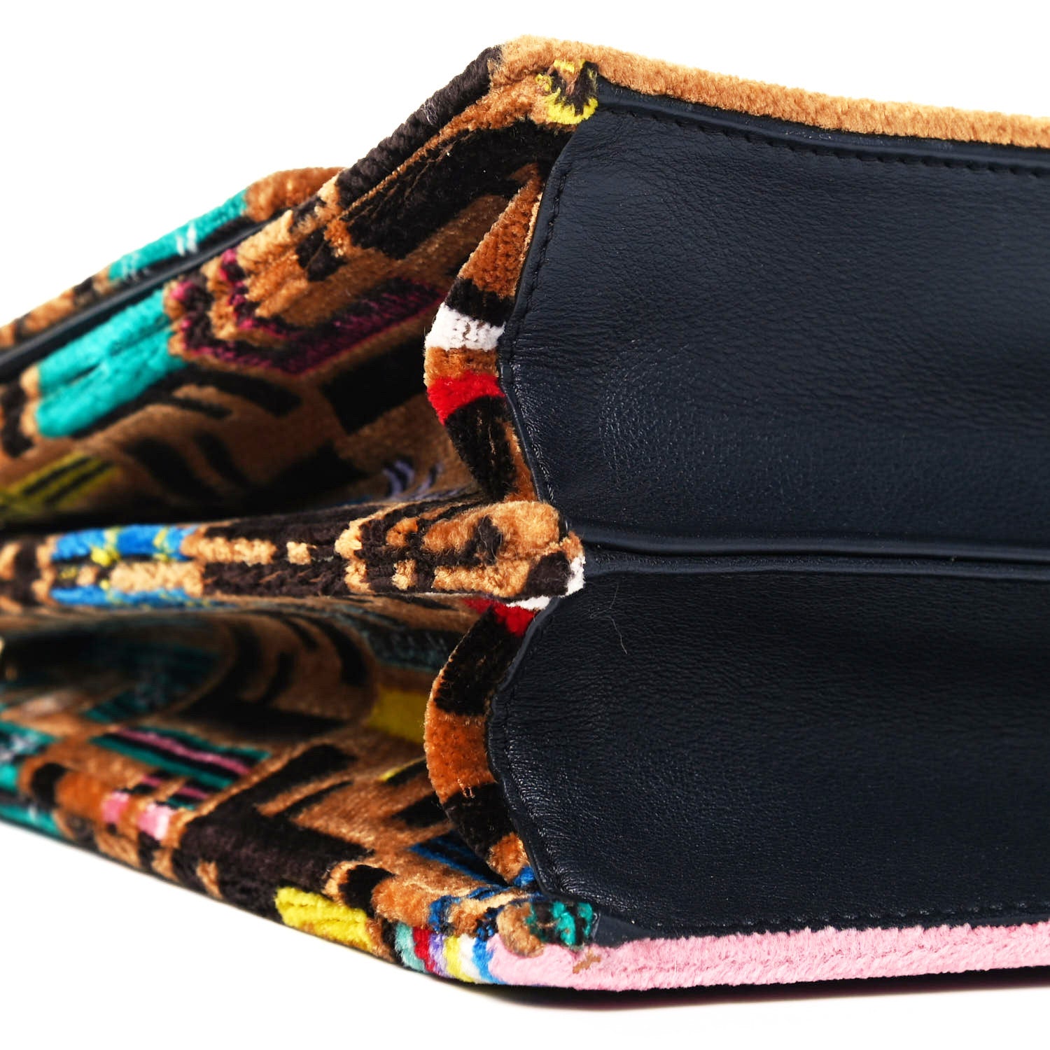 Fendi Velvet Vitello Dolce Fun Fair Kan I Shoulder Bag Tobacco Multicolor Black 16 of 16