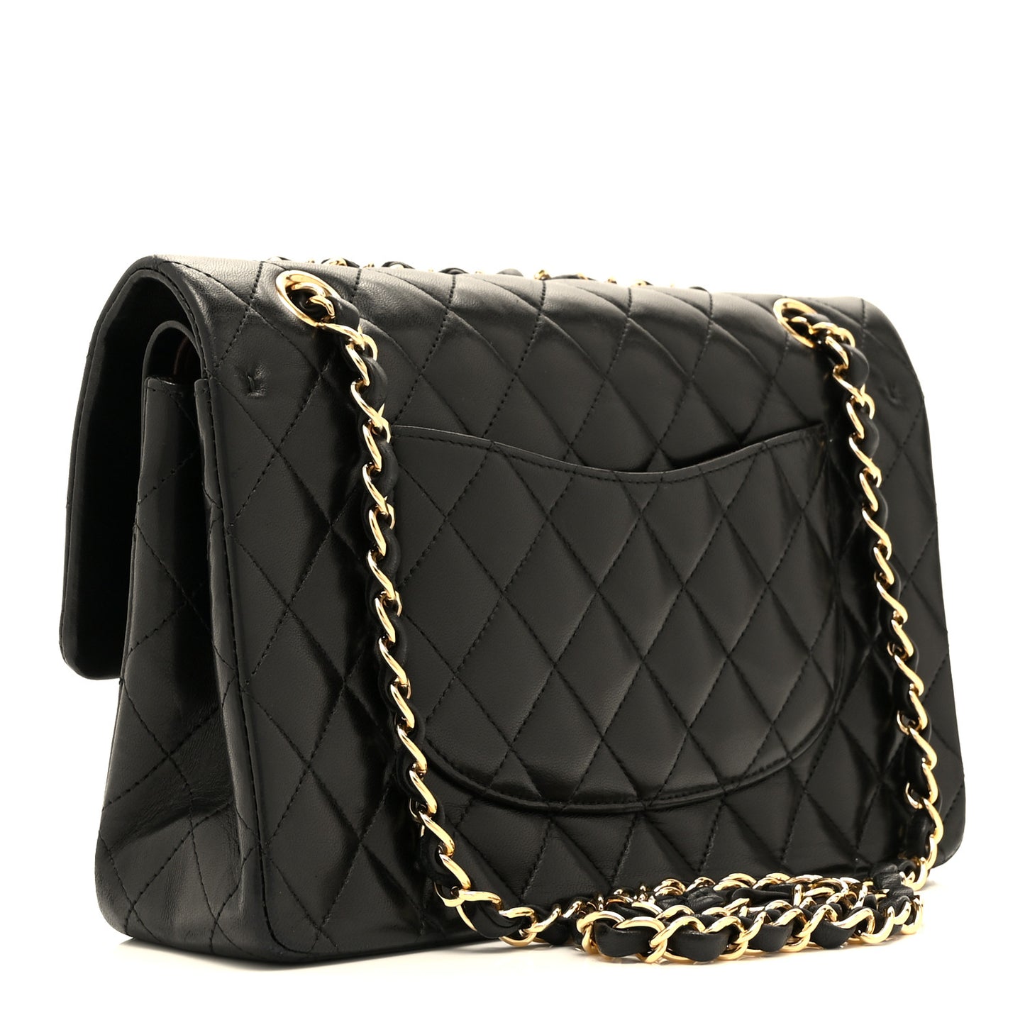 Lambskin Quilted Medium Double Flap Black