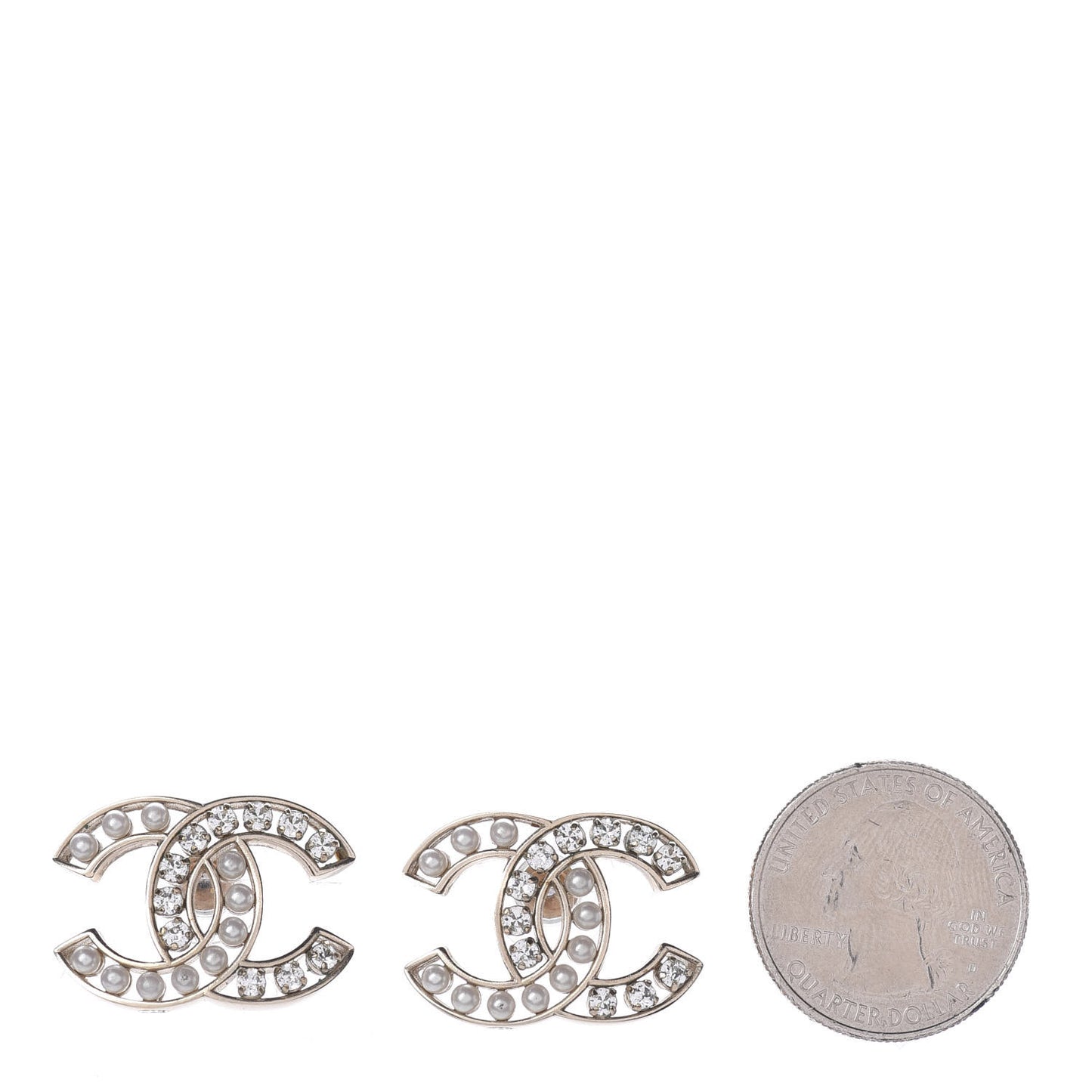 Pearl Crystal Sparkling Pearls CC Earrings Light Gold