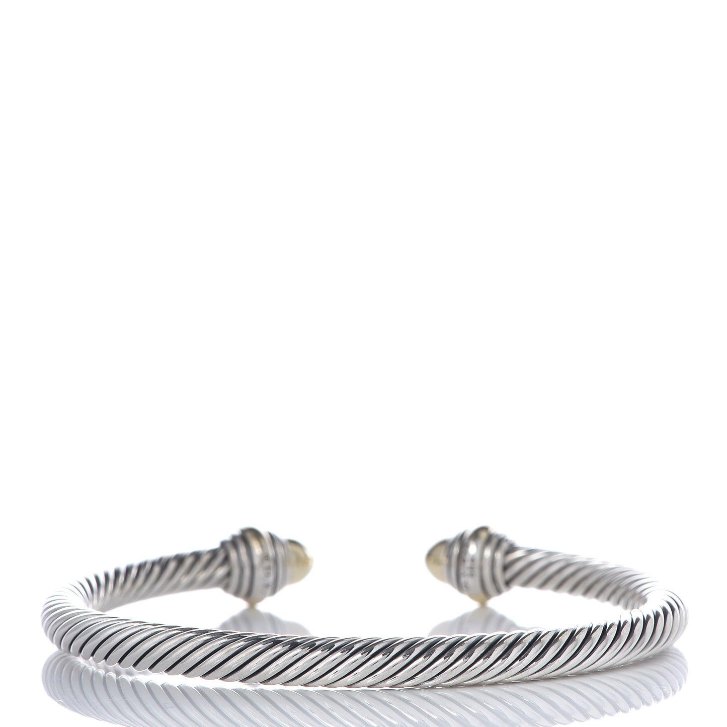 Sterling Silver 14K Yellow Gold 5mm Cable Classics Dome Bracelet