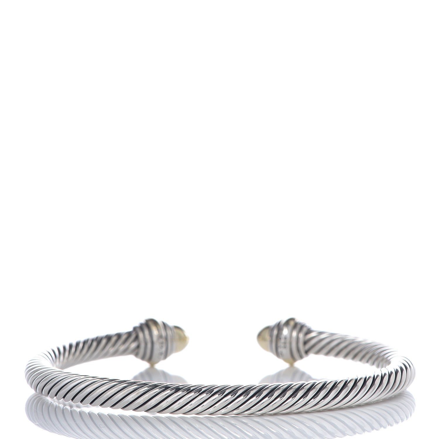 David Yurman Sterling Silver 14K Yellow Gold 5mm Cable Classics Dome Bracelet 3 of 5