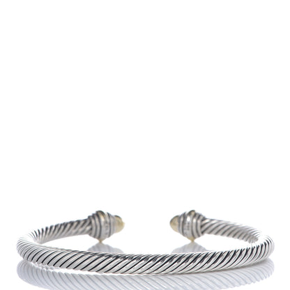David Yurman Sterling Silver 14K Yellow Gold 5mm Cable Classics Dome Bracelet 3 of 5
