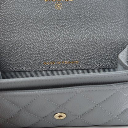 Chanel Caviar Quilted Flap Card Holder Wallet Dark Grey 12 of 18