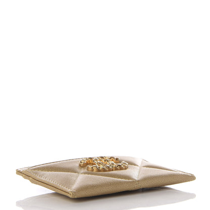 Chanel Metallic Goatskin Quilted Chanel 19 Card Holder Gold 3 of 7