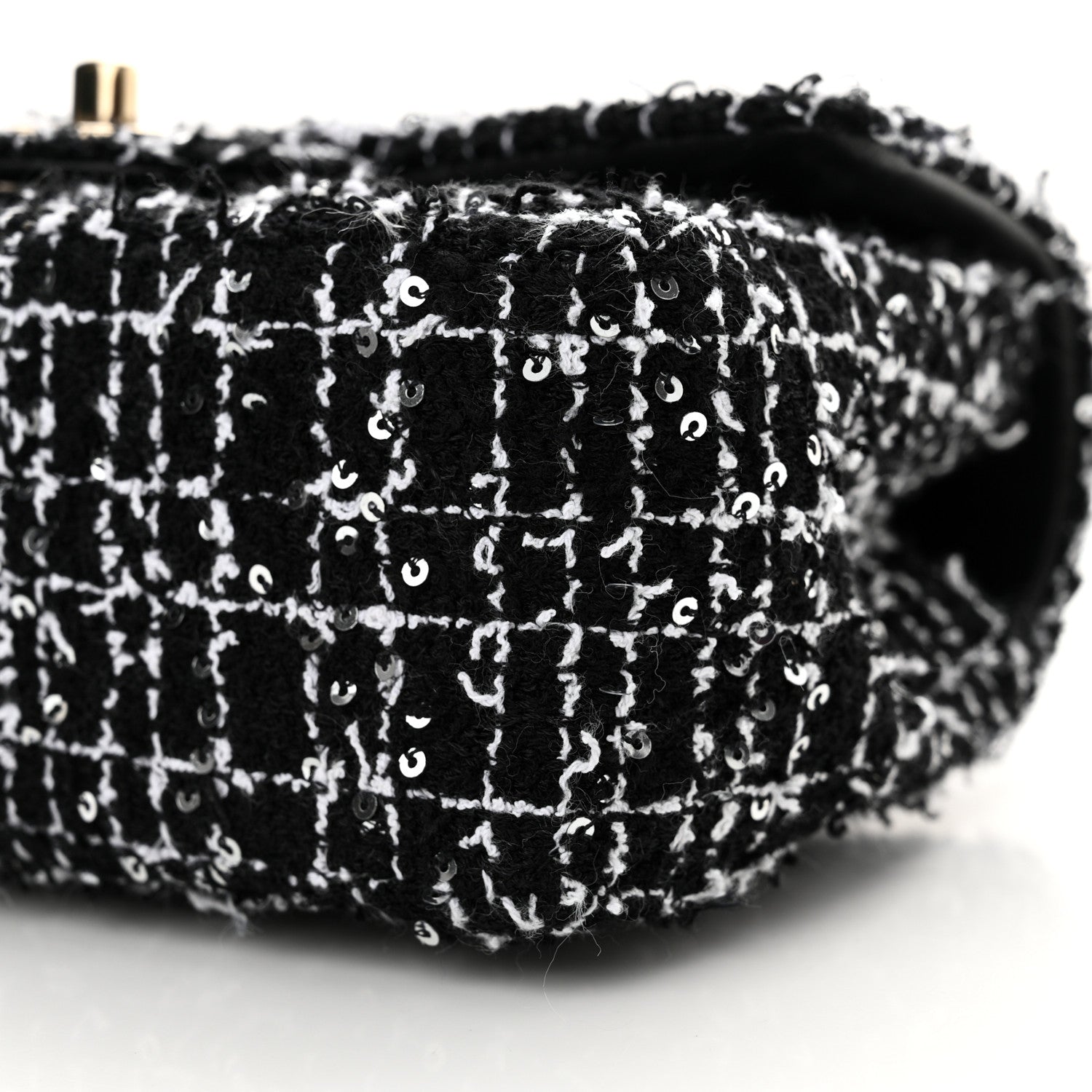 Chanel Tweed Quilted Mini Top Handle Rectangular Flap Black White 10 of 11
