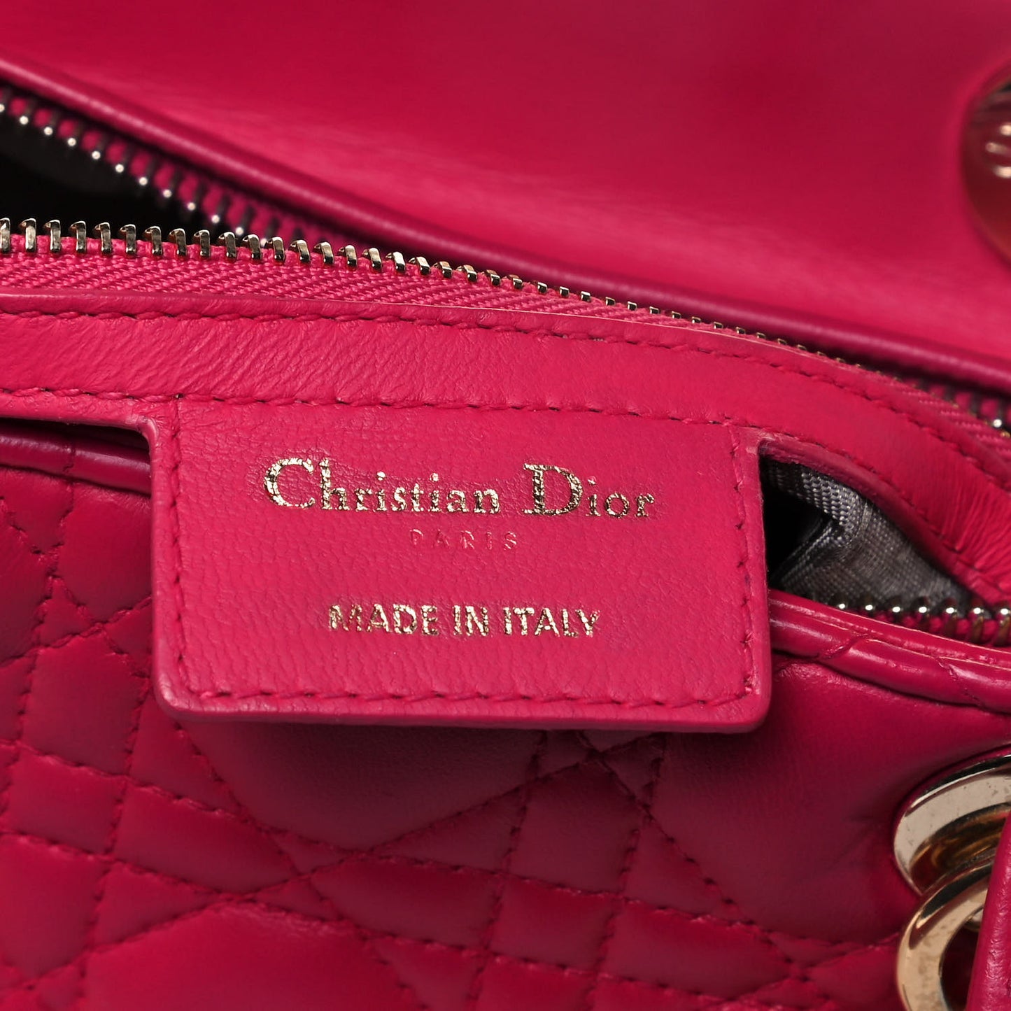 Lambskin Cannage Large Lady Dior Fuchsia