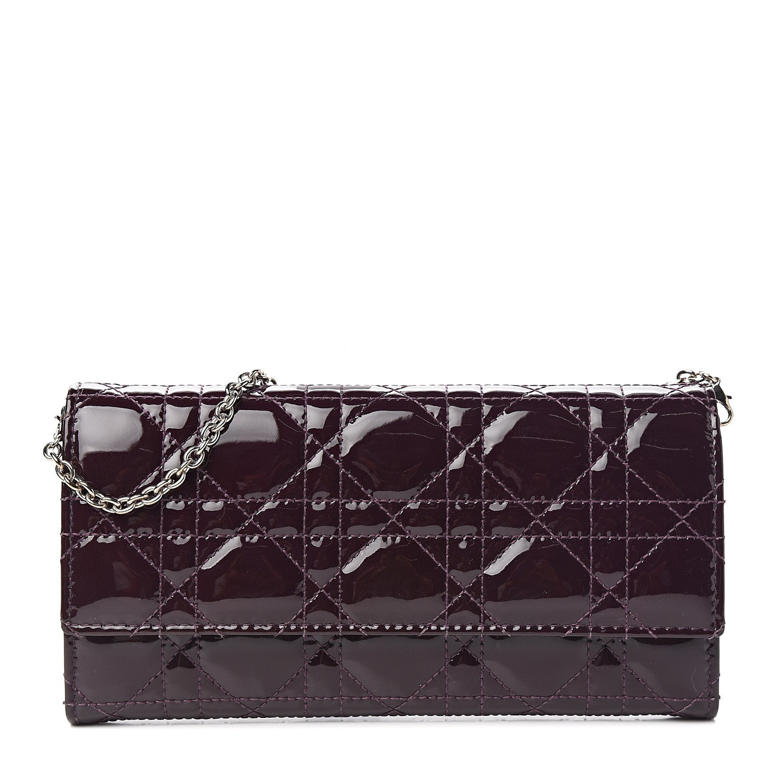 Christian Dior Patent Cannage Rendezvous Chain Wallet Purple 1 of 6