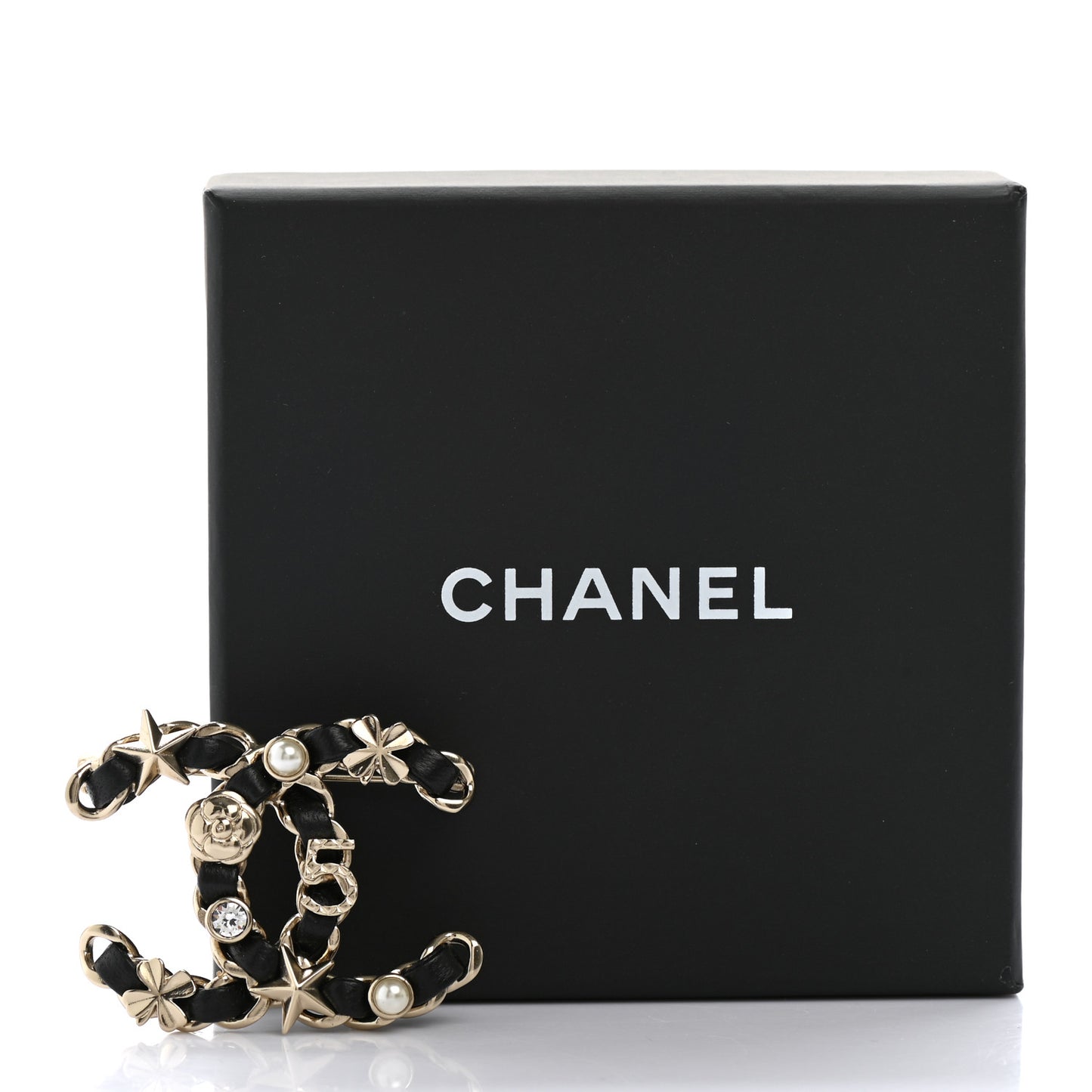 Lambskin Pearl Strass Sergeant Chanel Brooch Gold