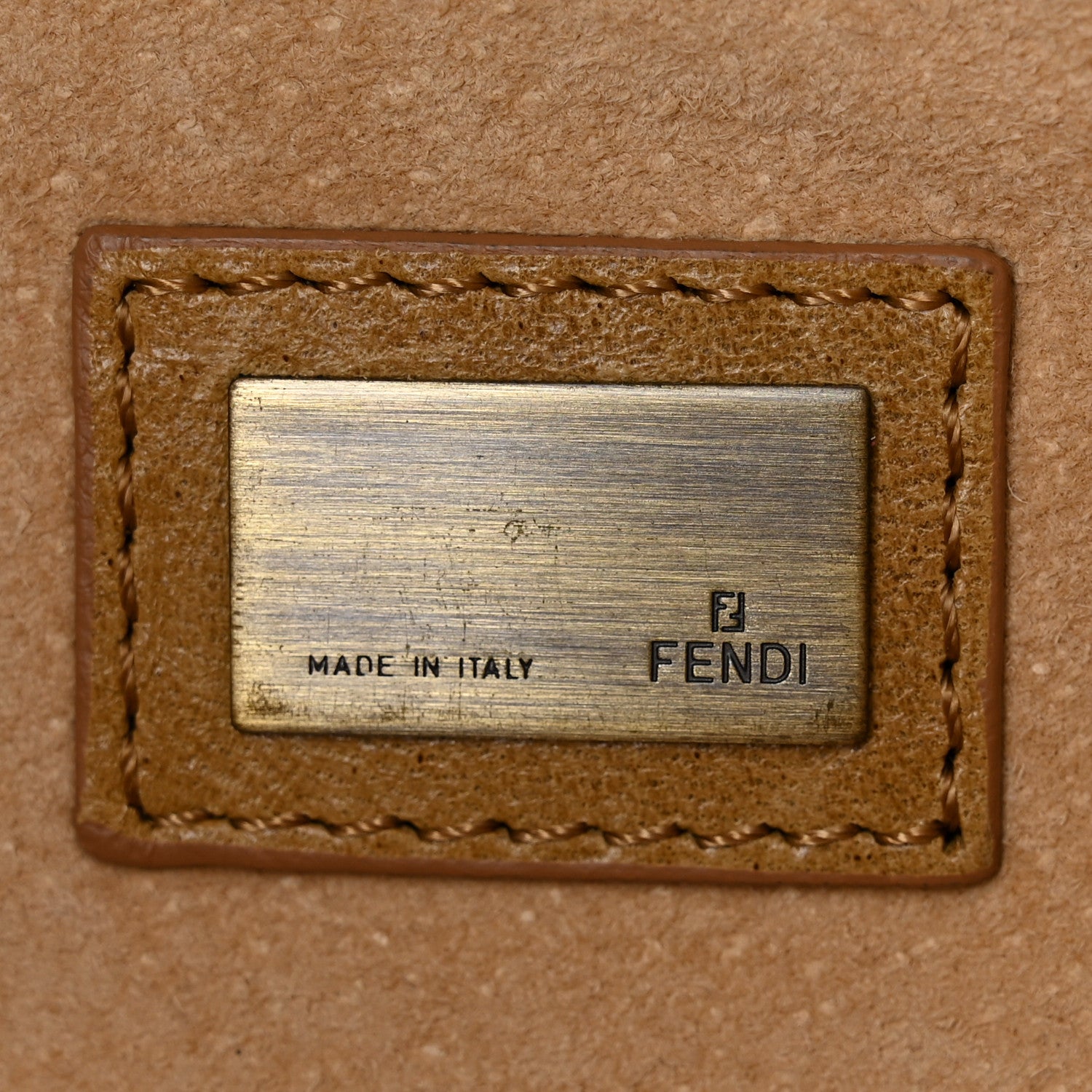 Fendi Goatskin Whipstitch Medium Convertible Baguette Senape 5 of 9