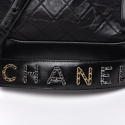 Chanel Aged Smooth Calfskin Quilted Medium Gabrielle Logo Hobo Black 10 of 10