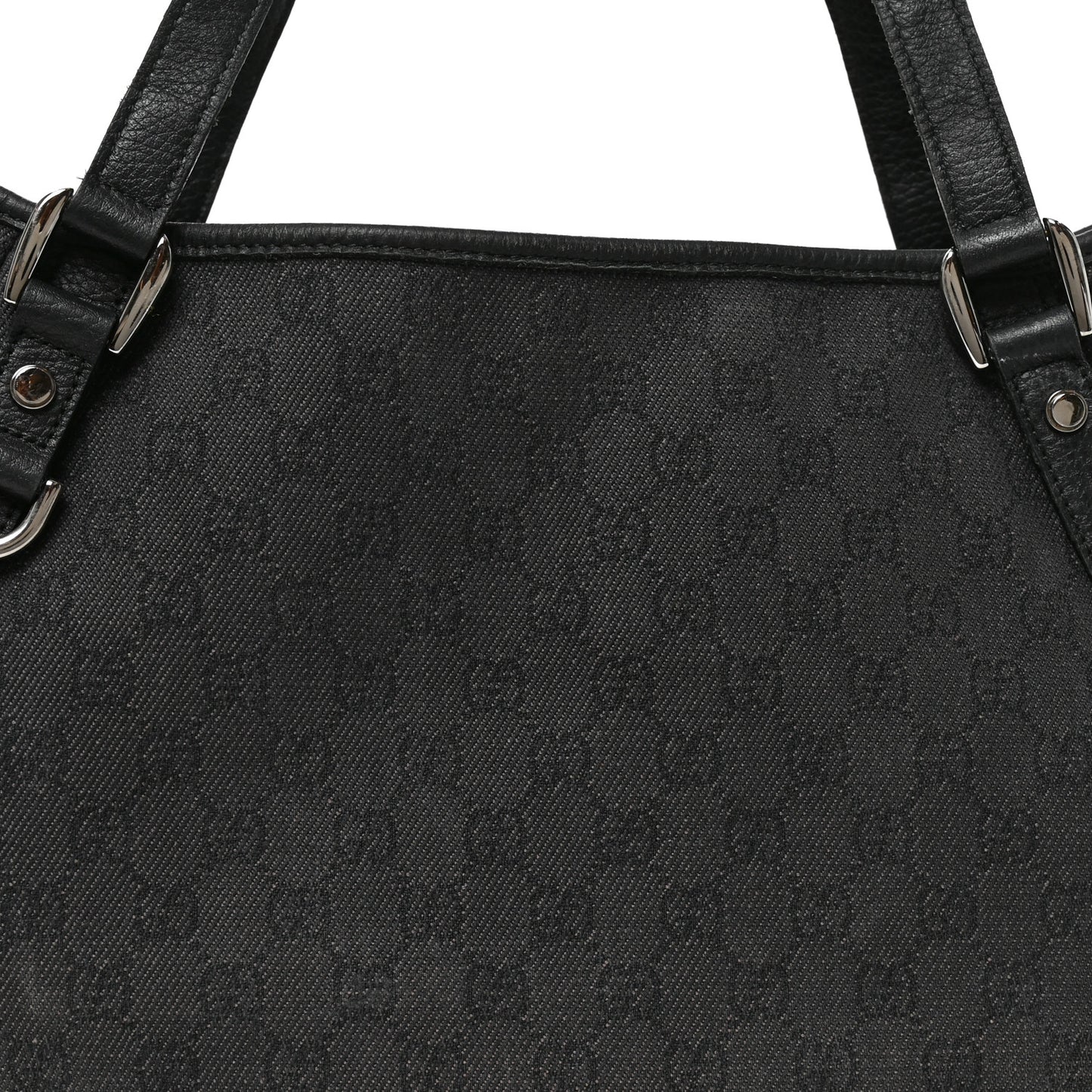 Monogram Denim Medium Abbey Shoulder Bag Black