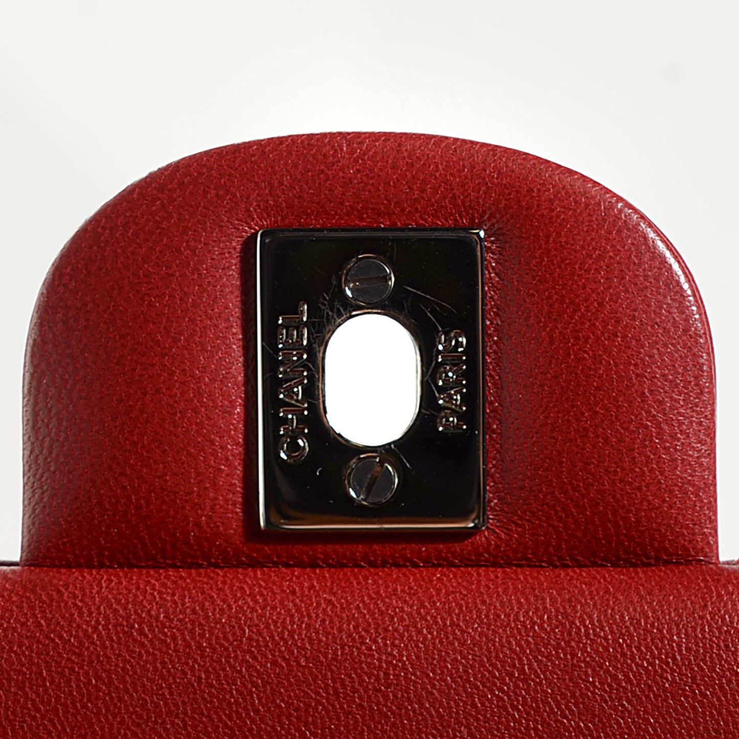 Lambskin Quilted Medium Double Flap Red