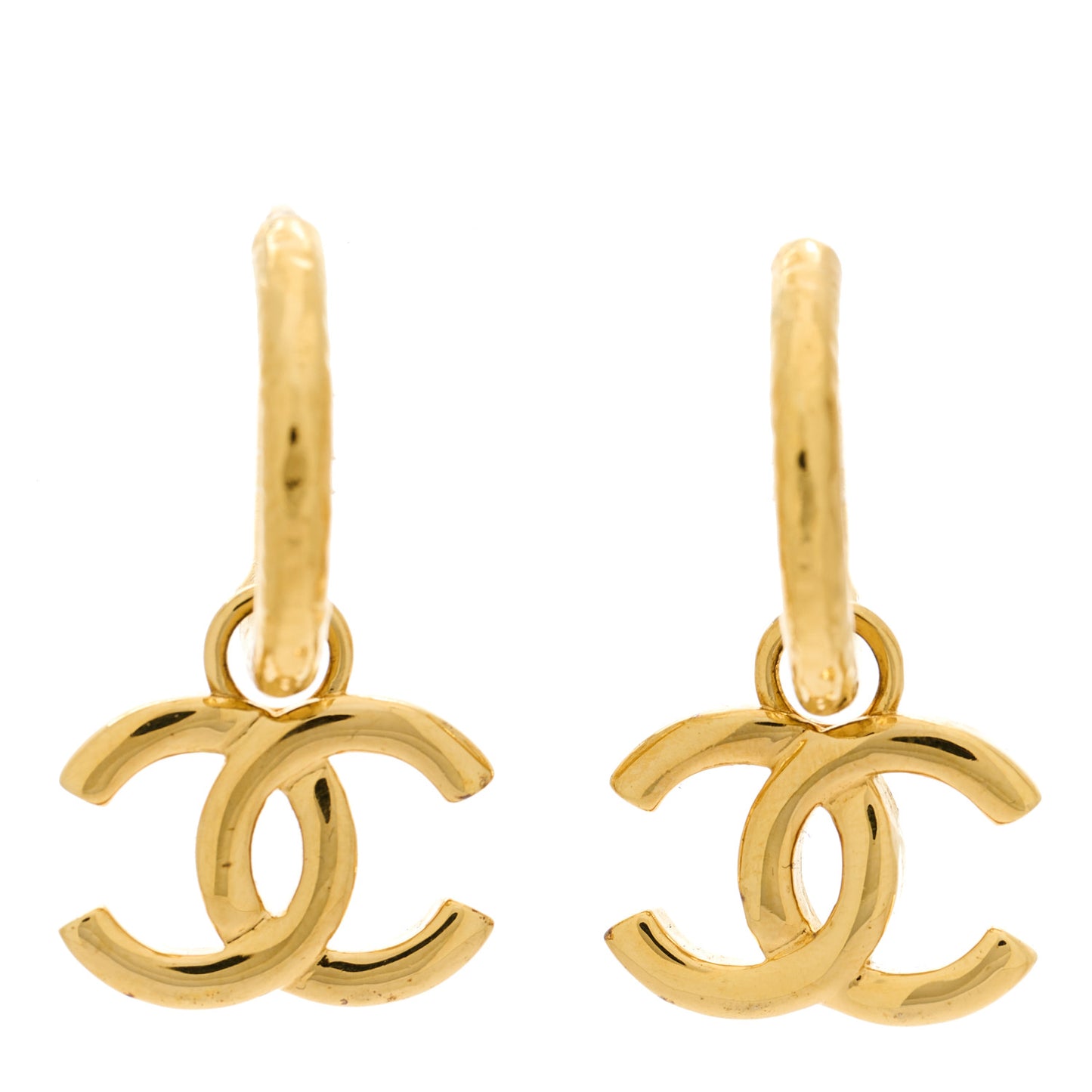 CC Hoop Drop Earrings Gold