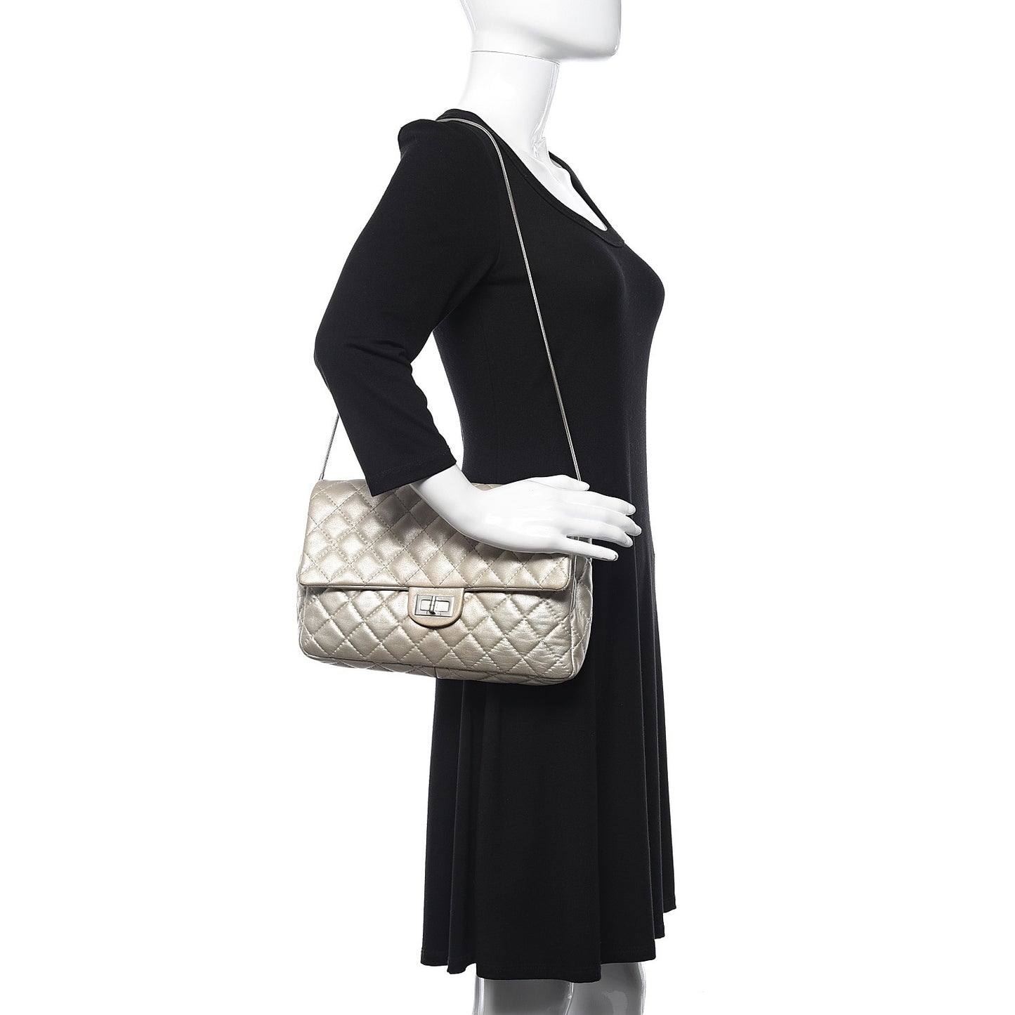 Metallic Calfskin Quilted 2.55 Reissue Clutch Silver
