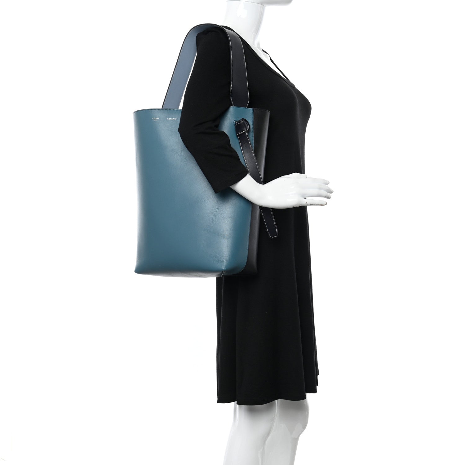 Celine Shiny Smooth Calfskin Small Twisted Cabas Washed Ocean Black 2 of 13