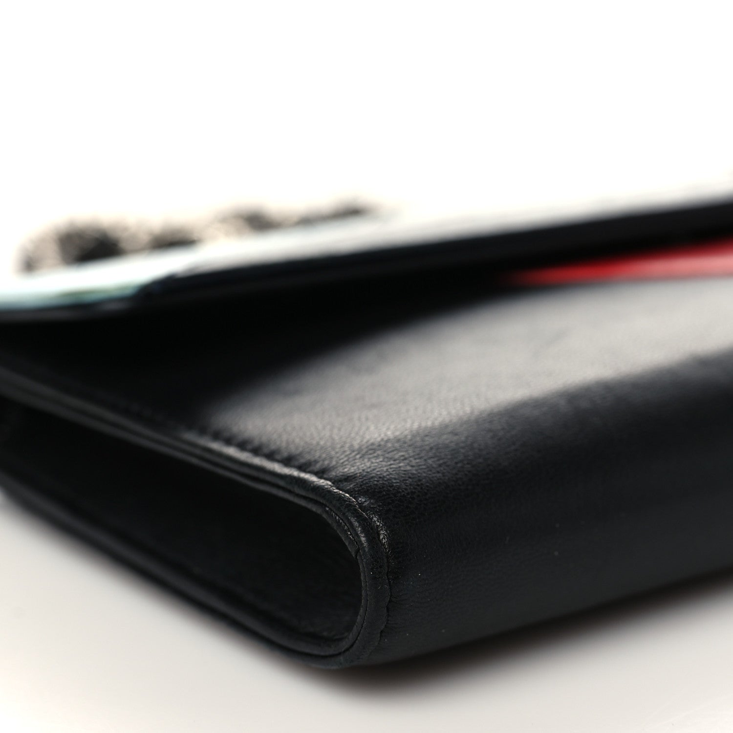 Chanel Lambskin Airlines Wallet On Chain WOC Blue Black Red 8 of 15