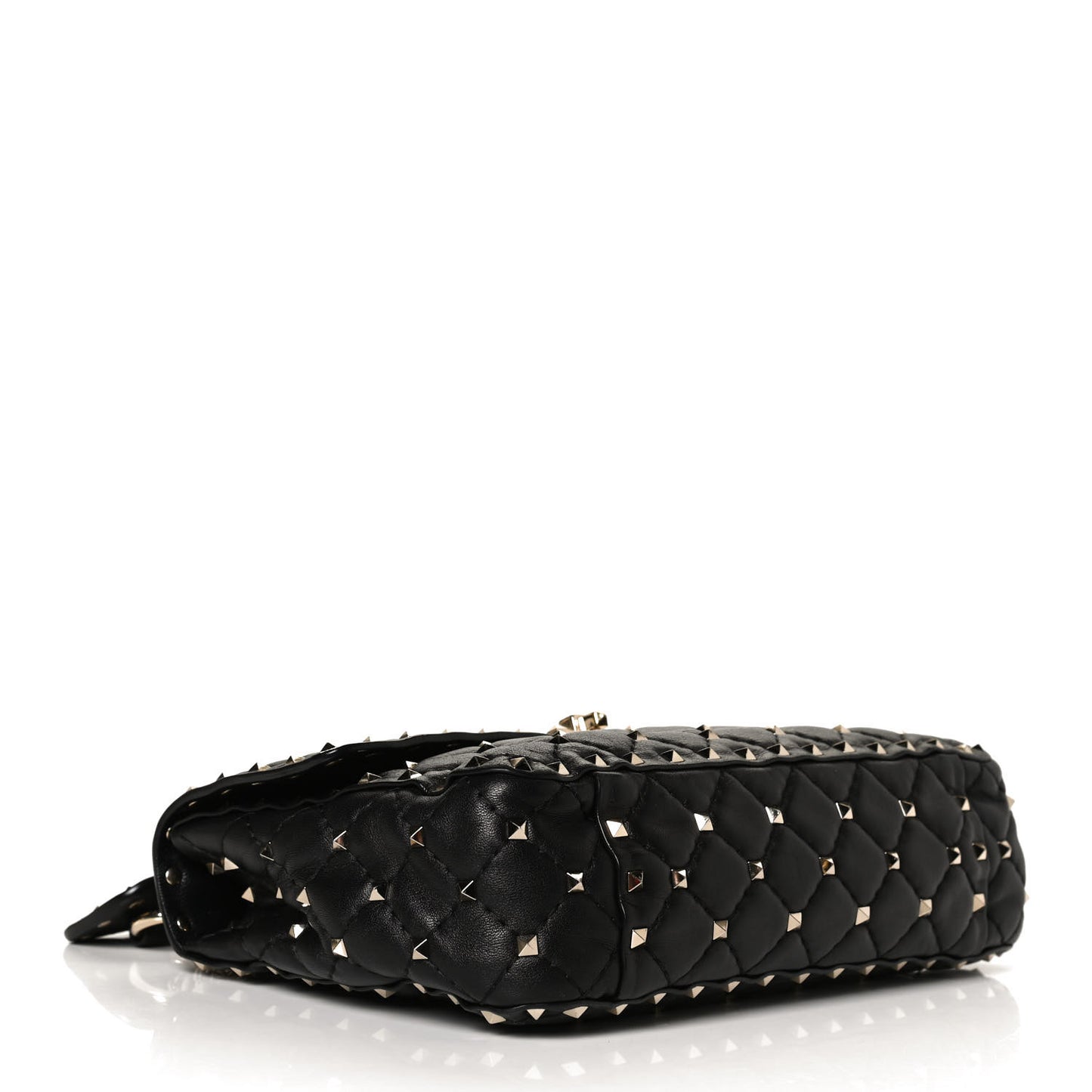 Lambskin Medium Rockstud Spike Shoulder Bag Black
