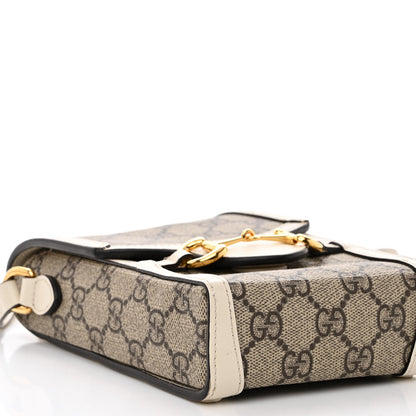 Gucci GG Supreme Monogram Azalea Calfskin Mini Horsebit 1955 Crossbody Bag Beige Ebony Mystic White 8 of 9