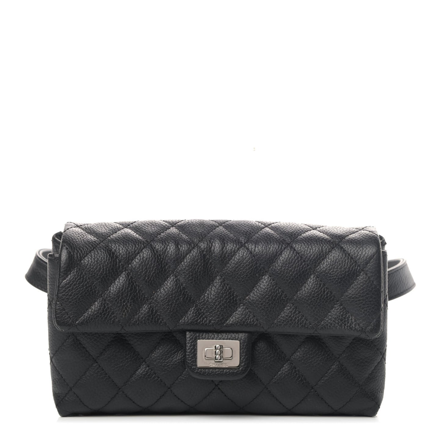 Grained Calfskin Quilted 2.55 Reissue Flap Belt Bag Clutch Black
