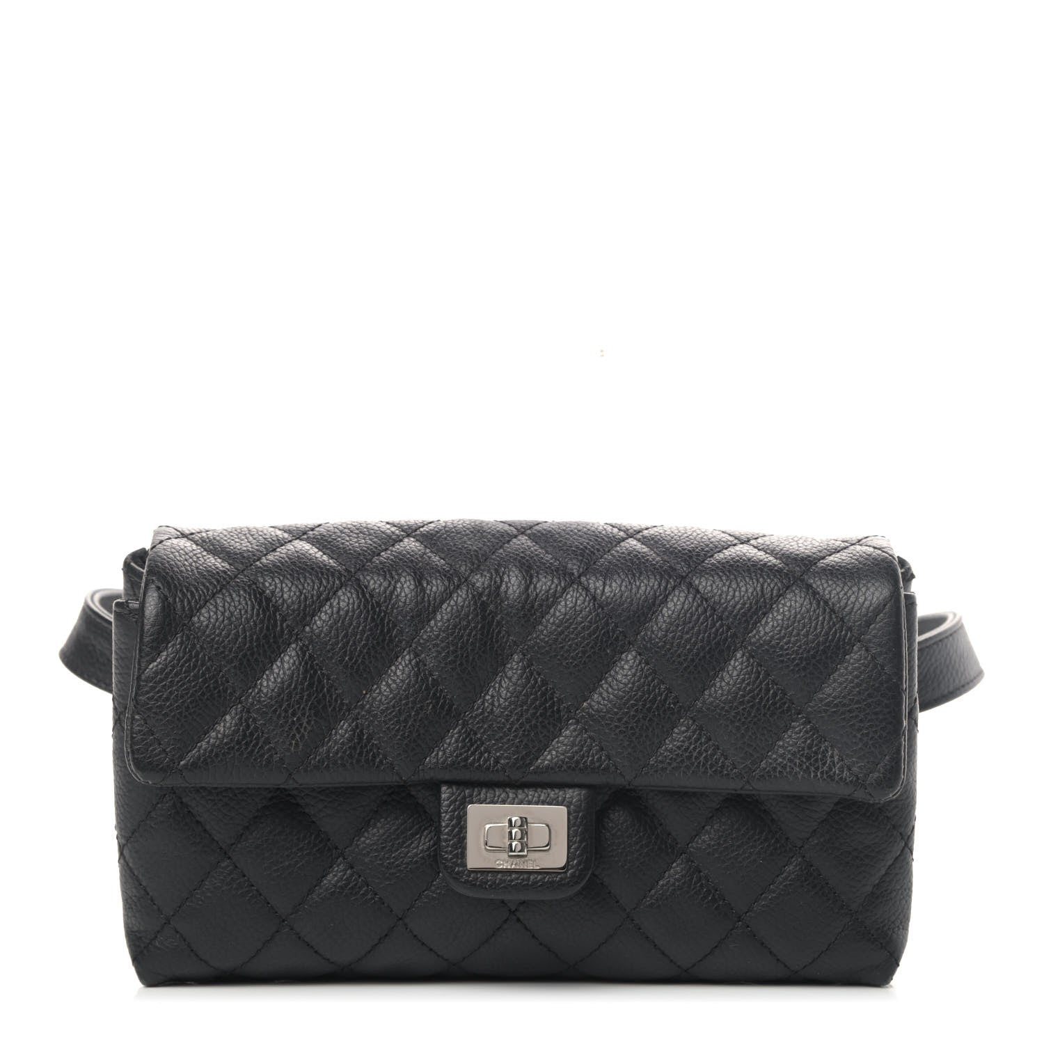 Chanel Grained Calfskin Quilted 2.55 Reissue Flap Belt Bag Clutch Black 1 of 5