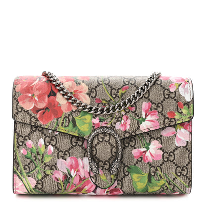 Gucci GG Supreme Monogram Blooms Mini Dionysus Chain Wallet Beige Multicolor Dry Rose 1 of 9
