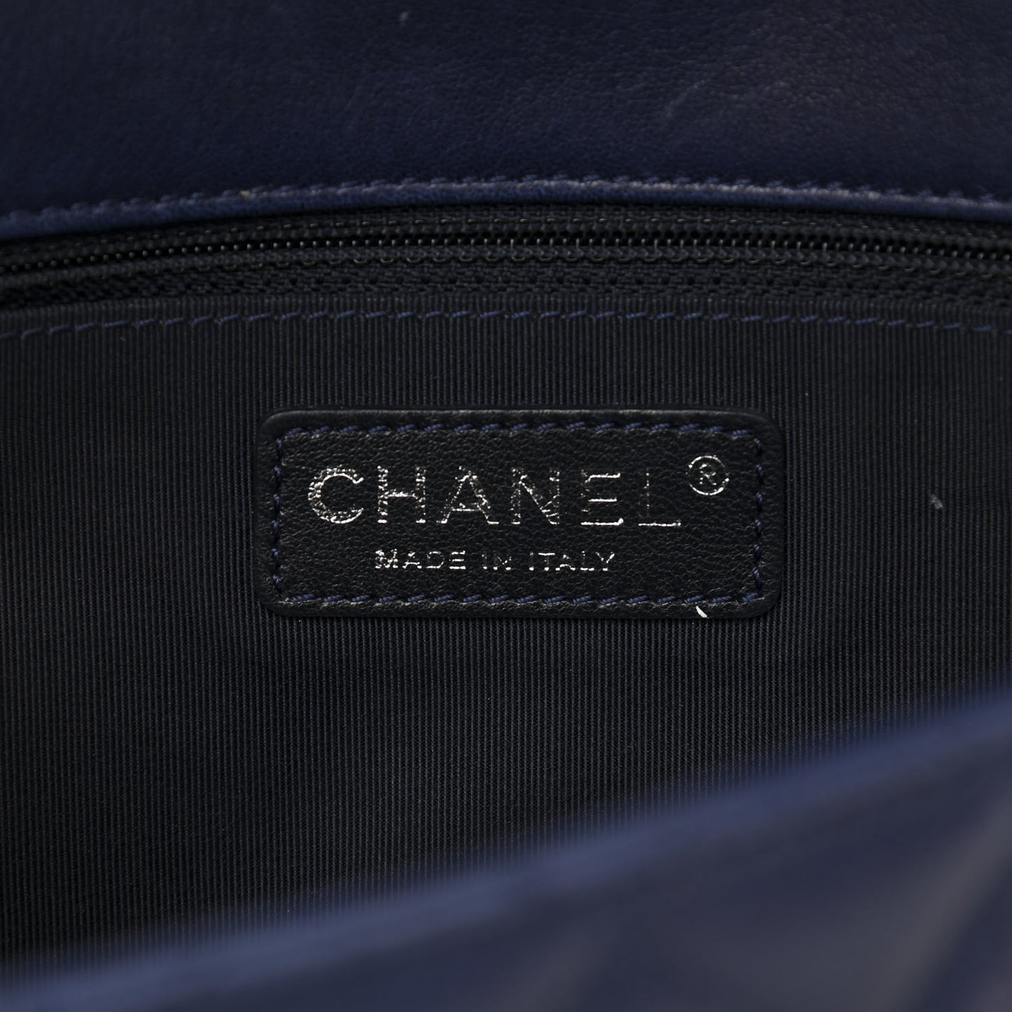 Lambskin Quilted Flap Shoulder Bag Navy Blue