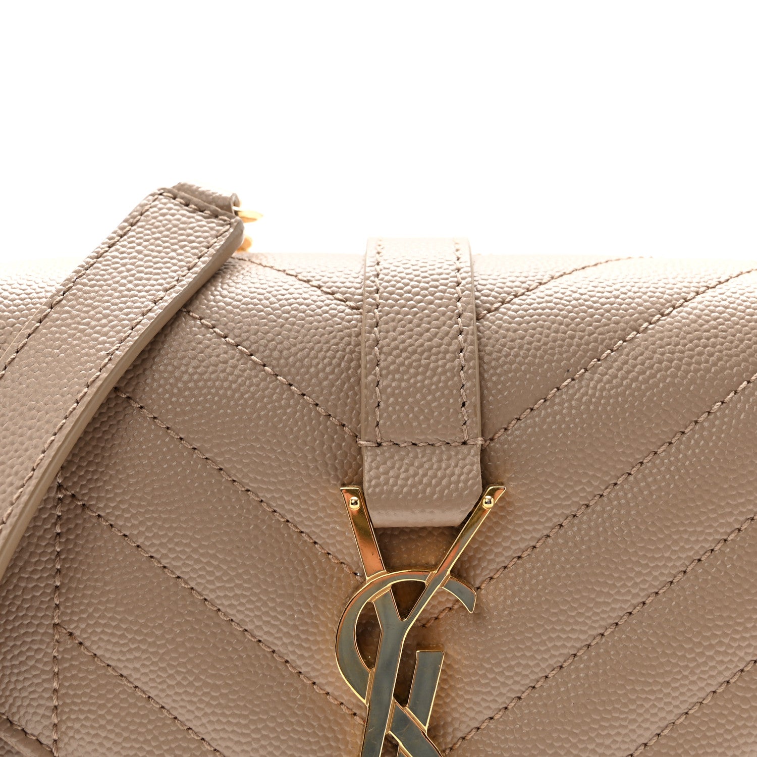 Saint Laurent Grain De Poudre Textured Mixed Matelasse Triquilt Small Monogram Satchel Dark Beige 7 of 9
