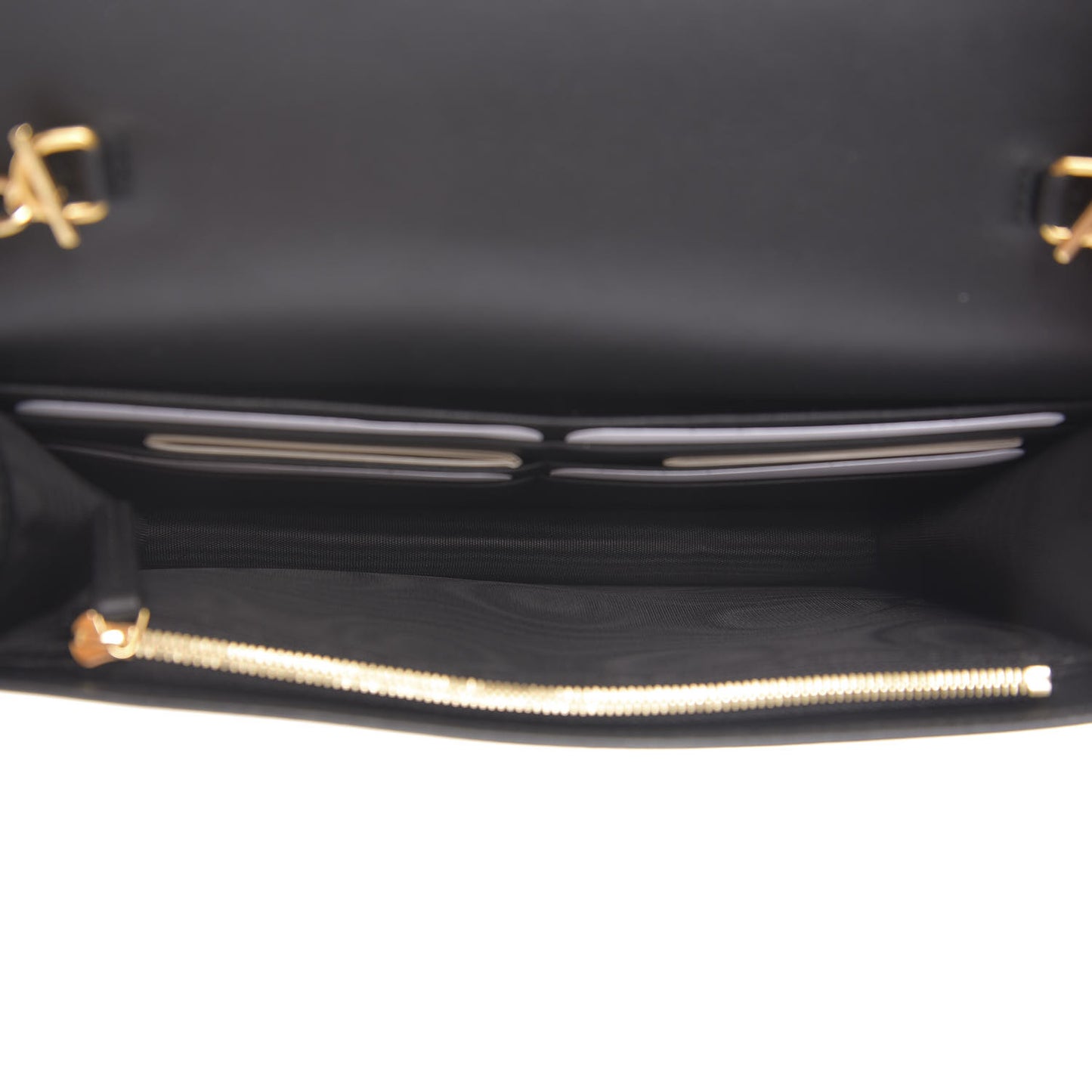 Calfskin Diagonal GG Mini Chain Wallet Black Gold