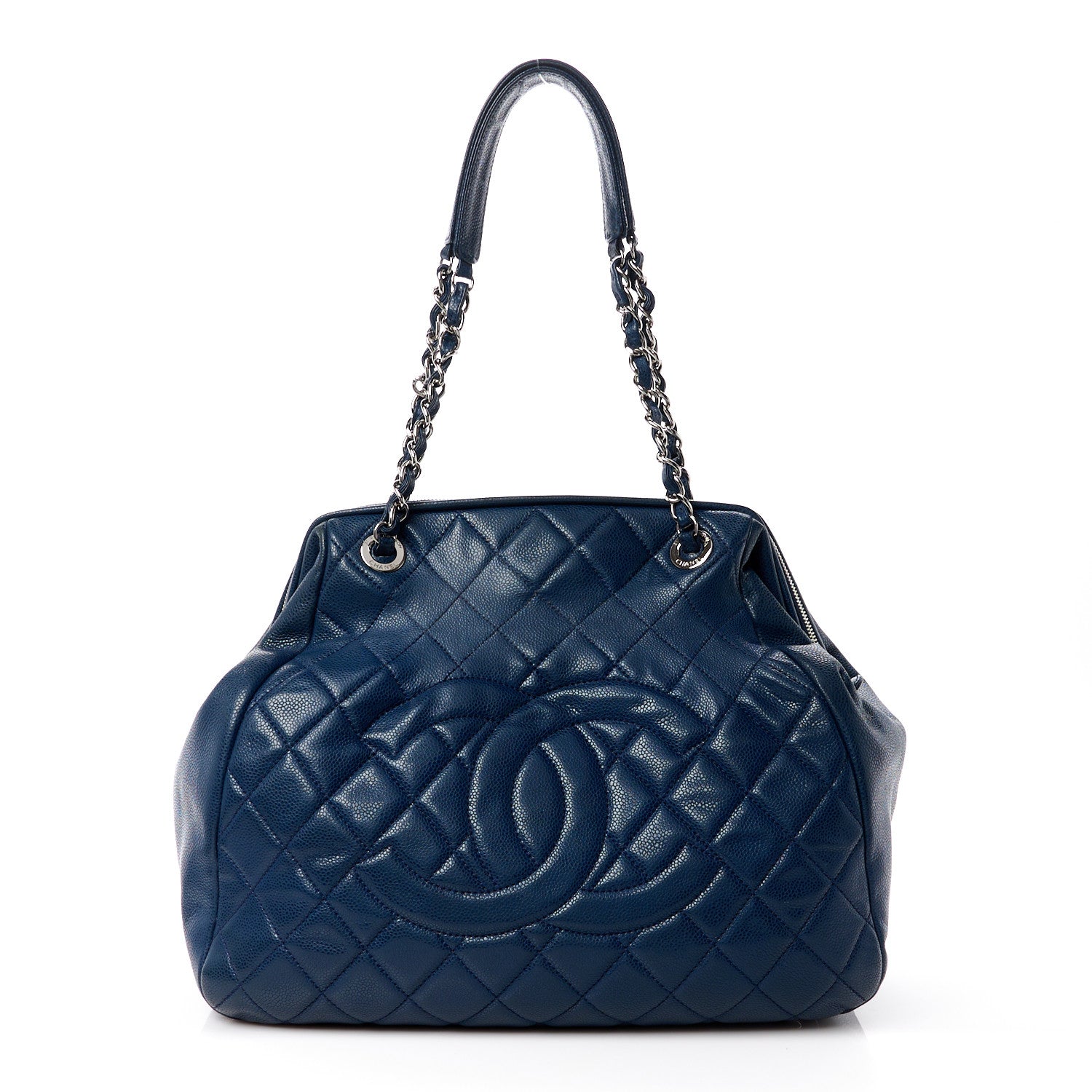 Chanel Caviar Quilted Framed Bowling Bag Blue 1 of 11