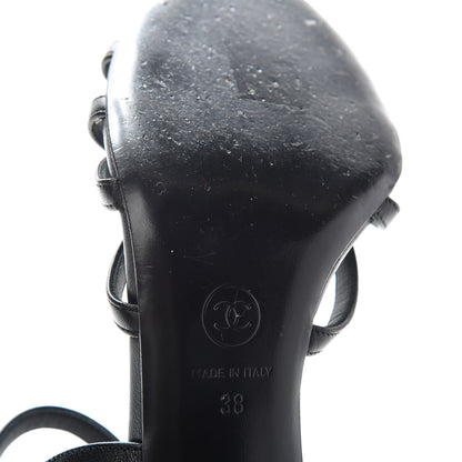 Chanel Lambskin CC Sandals 38 Black 9 of 10