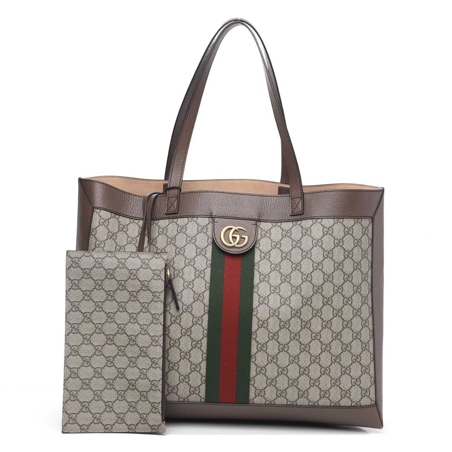 GG Supreme Monogram Web Large Ophidia Tote Brown