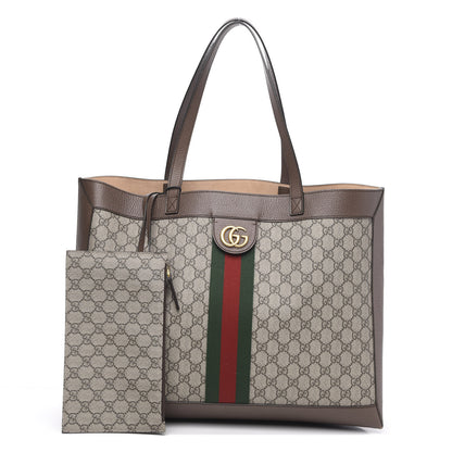 Gucci GG Supreme Monogram Web Large Ophidia Tote Brown 1 of 9