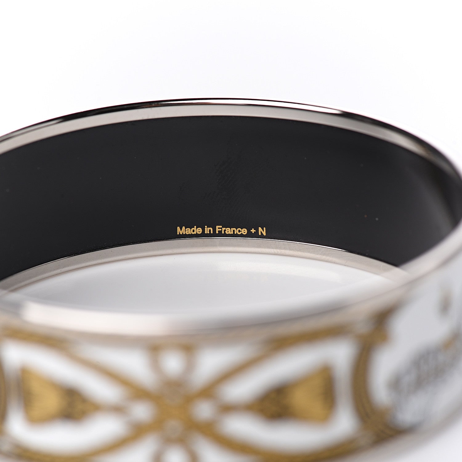 Hermes Enamel Printed Wide Grand Apparat Bracelet 62 White 3 of 5
