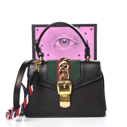 Gucci Calfskin Mini Sylvie Top Handle Bag Black 14 of 14