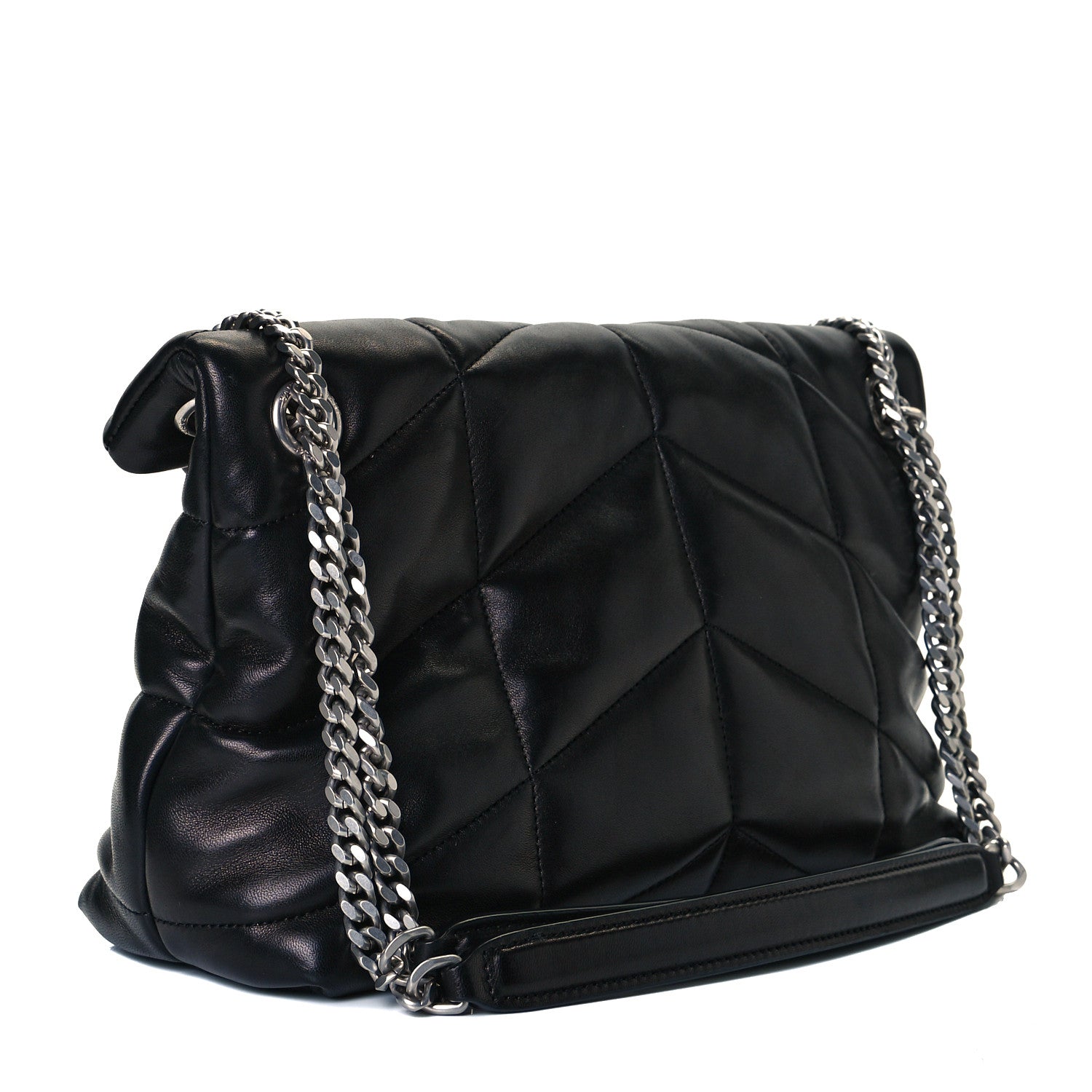 Saint Laurent Lambskin Quilted Small Loulou Puffer Monogram Chain Satchel Black 3 of 7