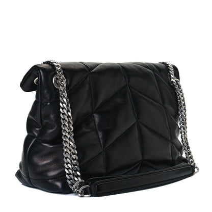 Saint Laurent Lambskin Quilted Small Loulou Puffer Monogram Chain Satchel Black 3 of 7