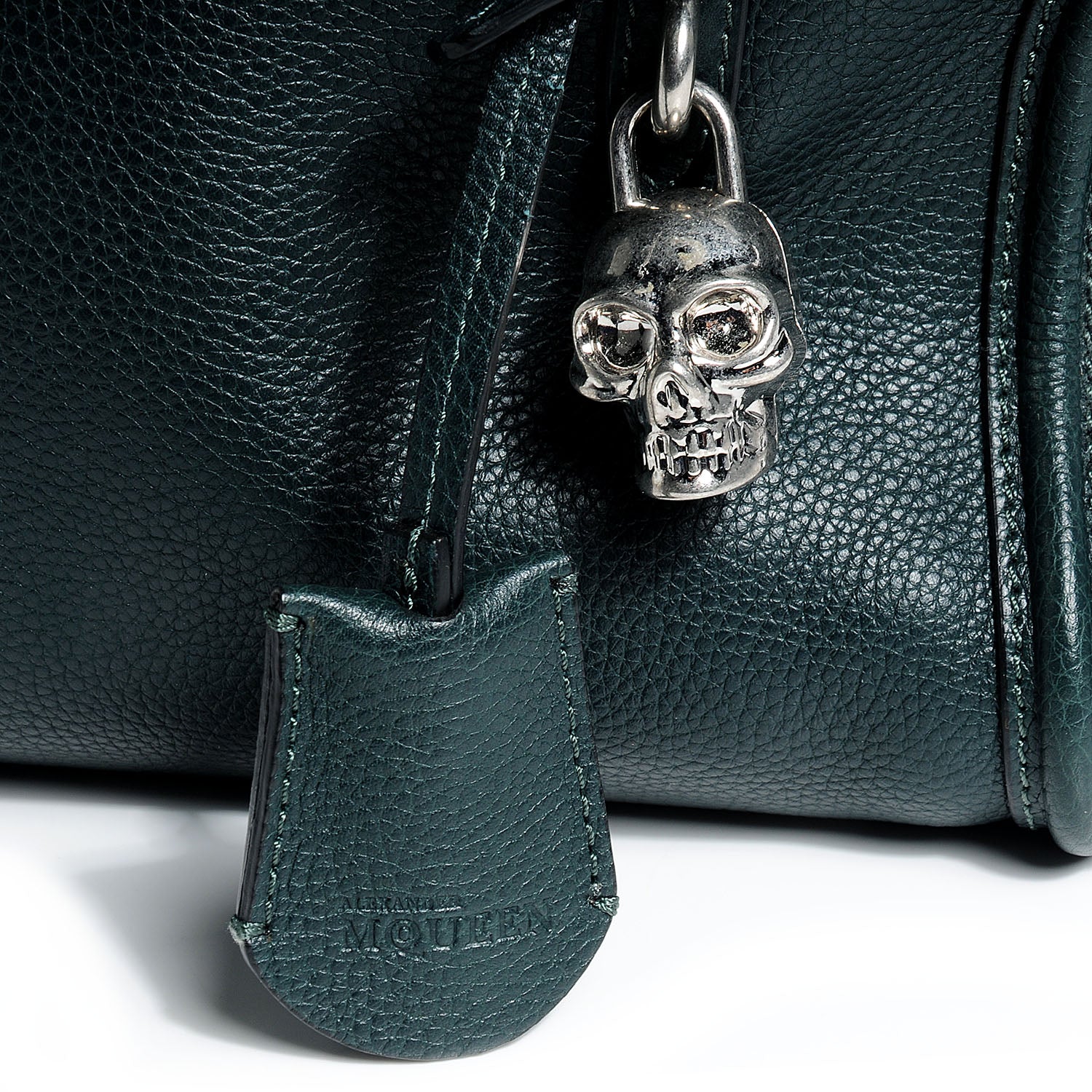 Alexander McQueen Pebbled Leather Mini Padlock Dark Green Bottle 9 of 9