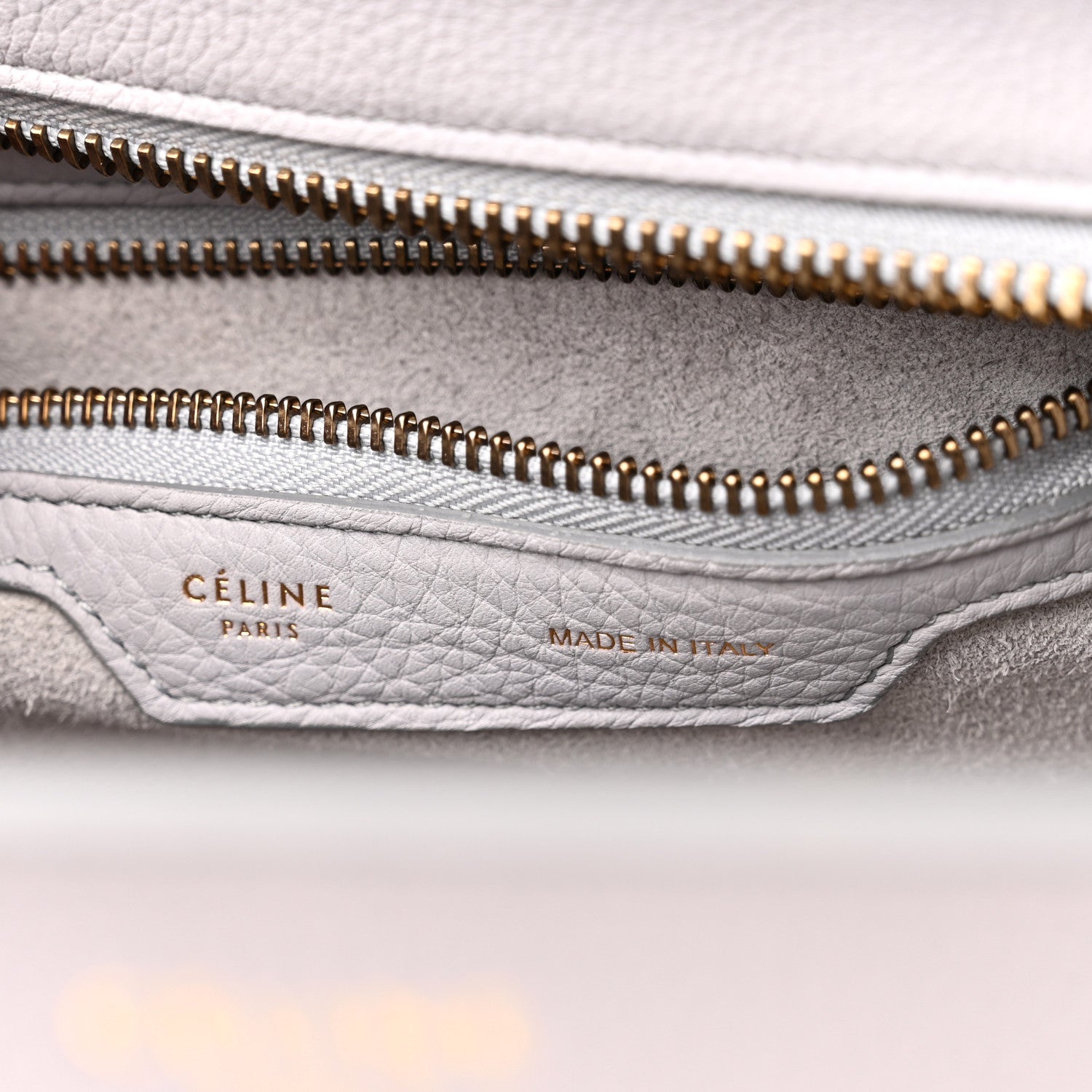 Celine Drummed Calfskin Micro Luggage Light Grey 6 of 10