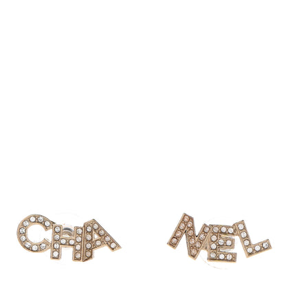 Chanel Crystal Pearl Signature Stud Earrings Gold 1 of 4