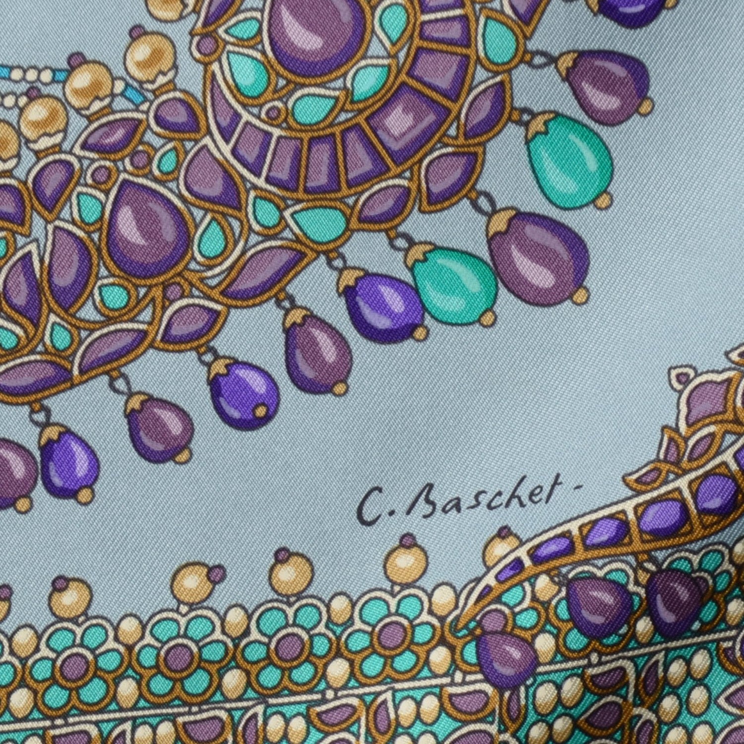 Hermes Silk Parures Des Maharajas Scarf 90 Gris Bleuete Violet Parme 4 of 8