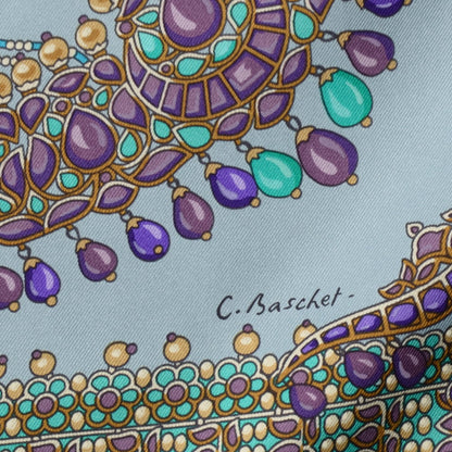 Hermes Silk Parures Des Maharajas Scarf 90 Gris Bleuete Violet Parme 4 of 8