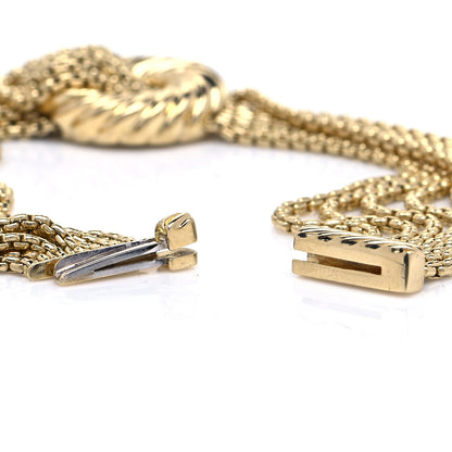 David Yurman 18K Yellow Gold Diamond Multi Box Chain Tassel Bracelet 6 of 7