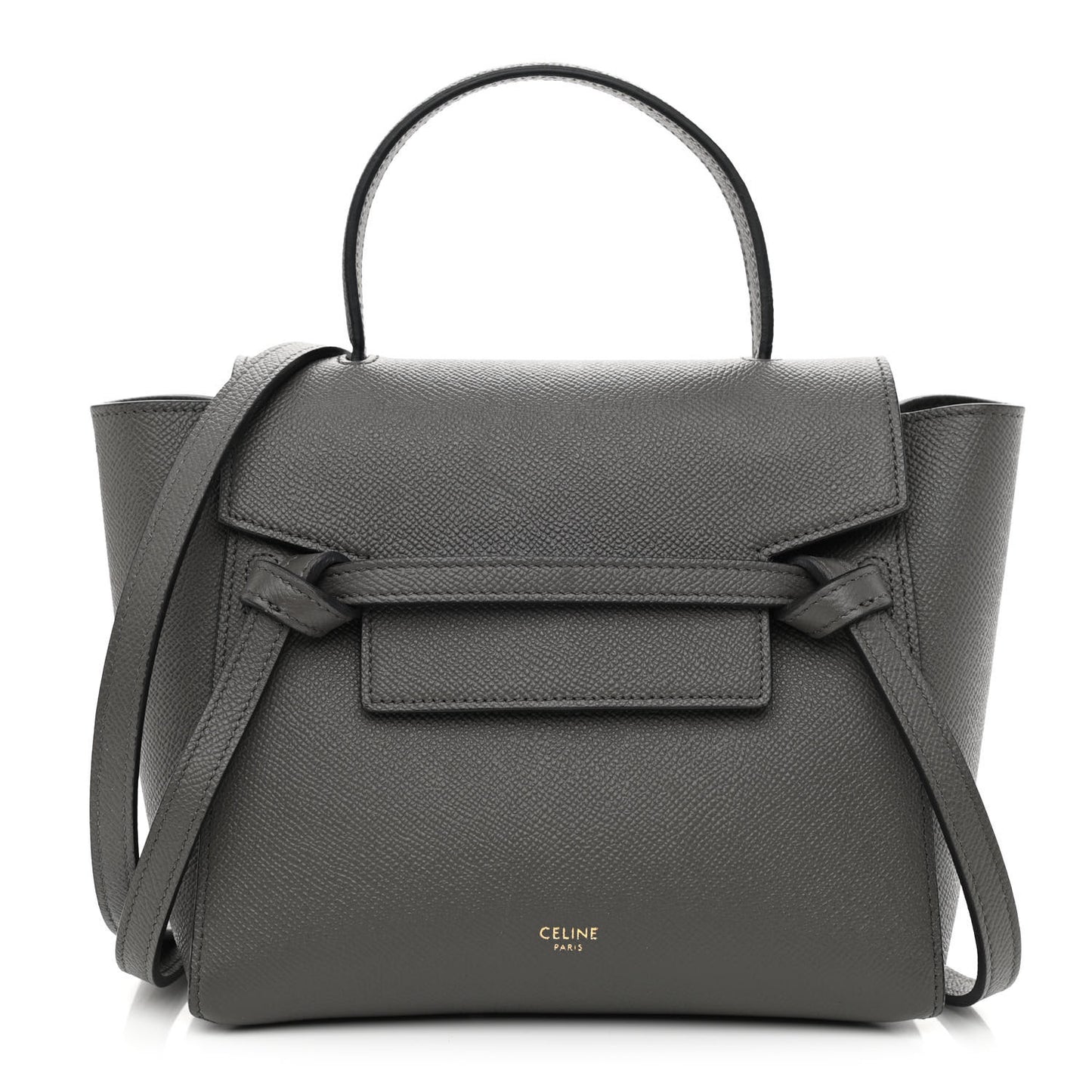 Grained Calfskin Nano Belt Bag Grey