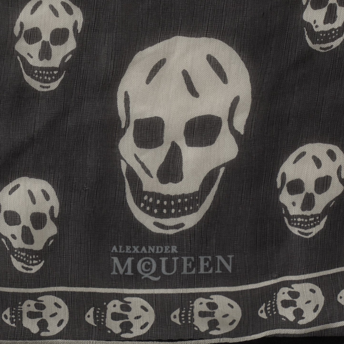 Silk Chiffon Skull Scarf Black Ivory