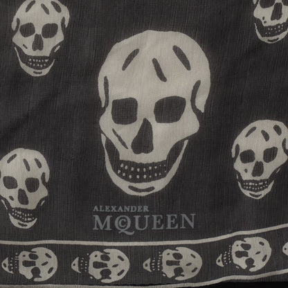 Alexander McQueen Silk Chiffon Skull Scarf Black Ivory 6 of 6