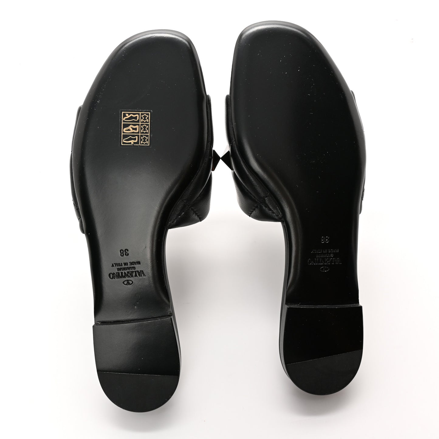 Nappa Roman Stud Flat Slide Sandals 38 Black