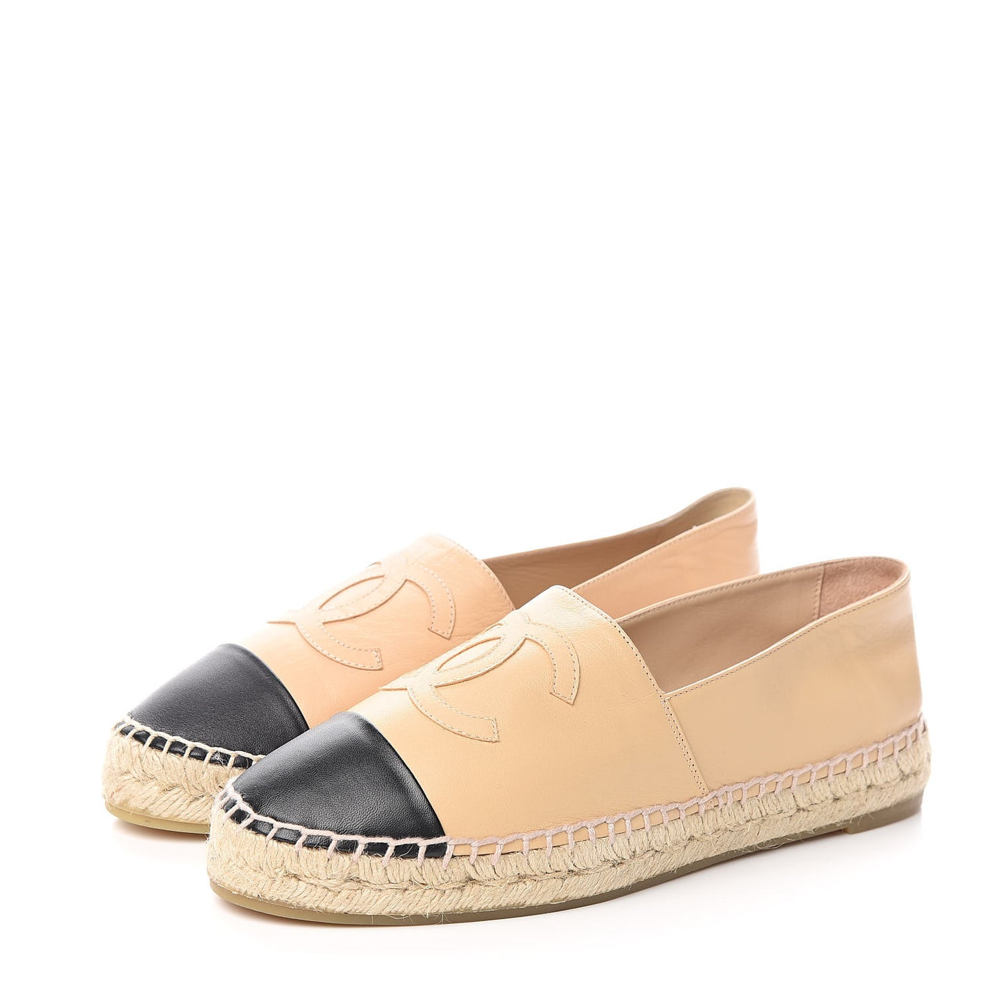 Lambskin CC Espadrilles 39 Beige Black