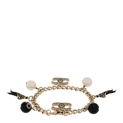 Chanel Pearl CC Charm Bracelet Black Gold 2 of 3