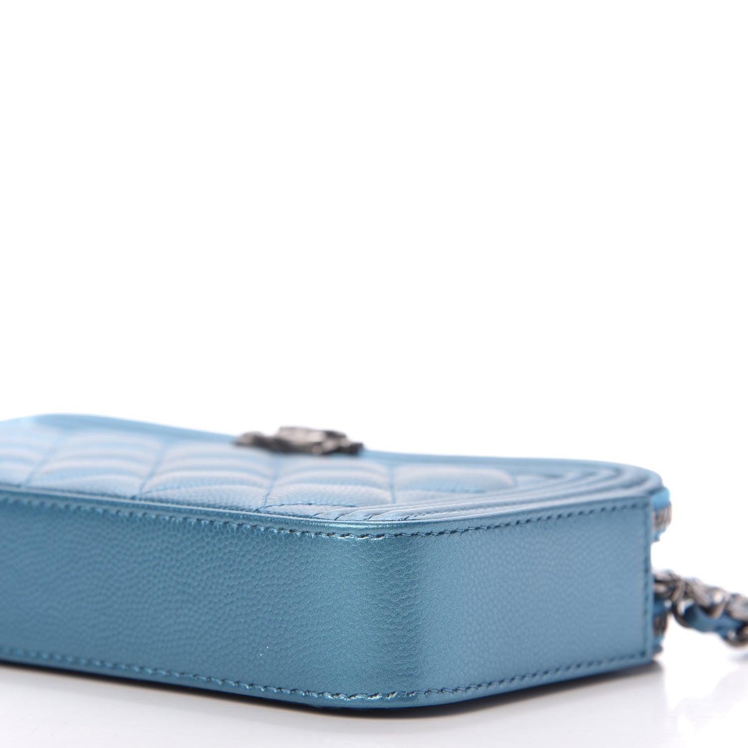 Chanel Metallic Caviar Quilted Small Boy Clutch With Chain Turquoise 7 of 11